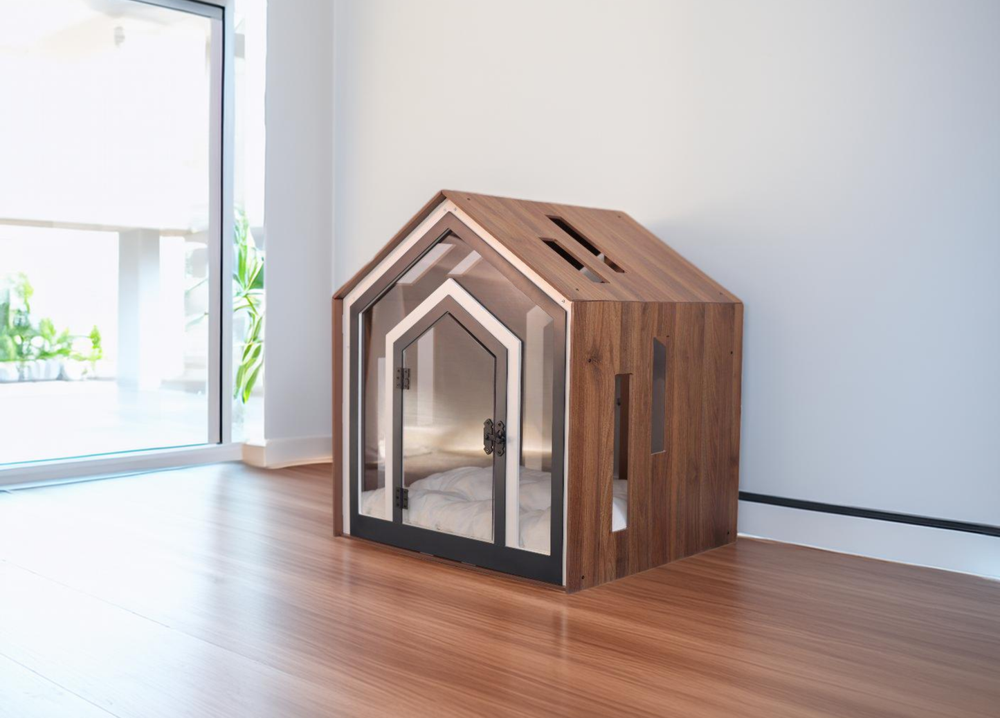 Mid Walnut Indoor Dog House