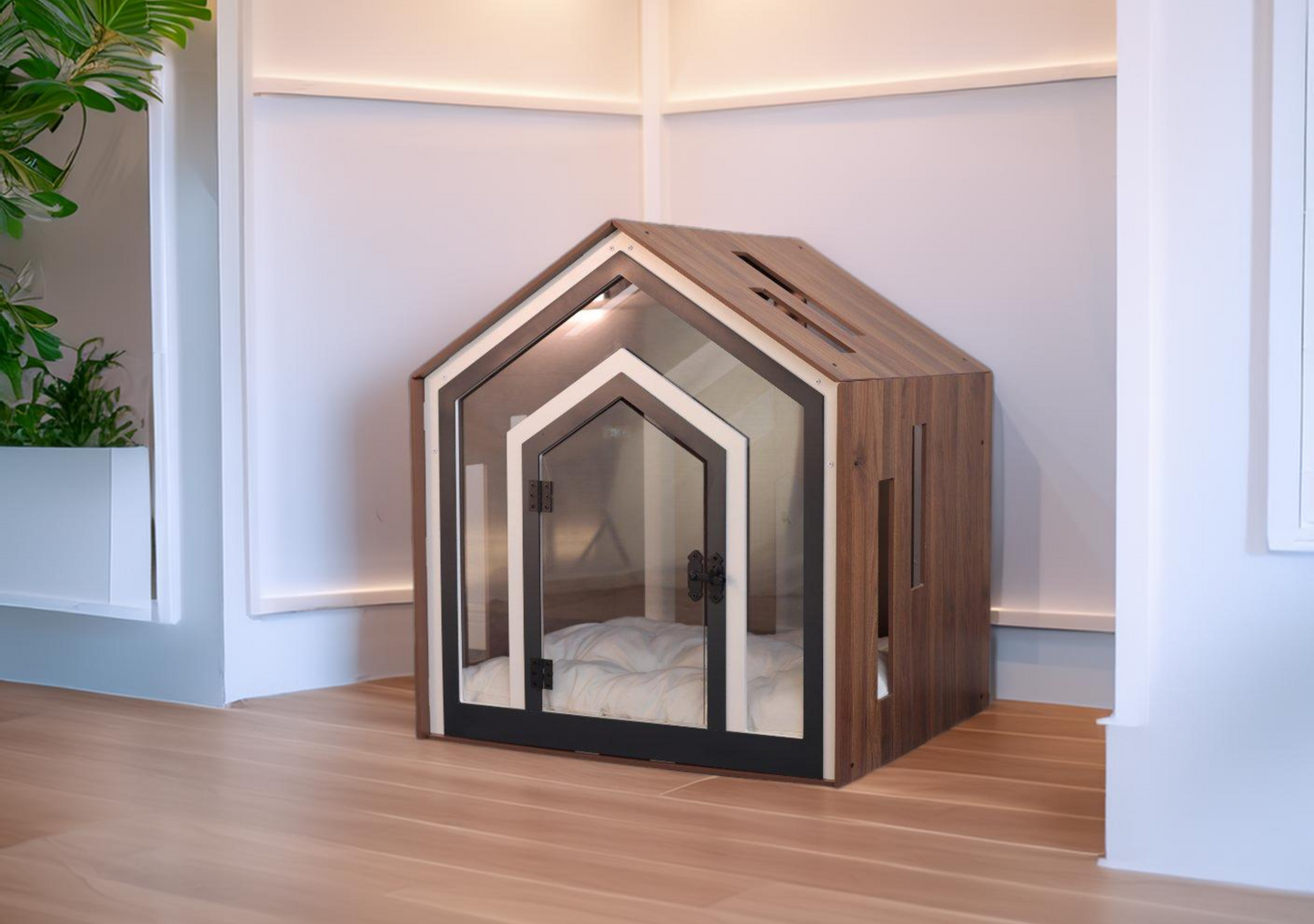 Mid Walnut Indoor Dog House