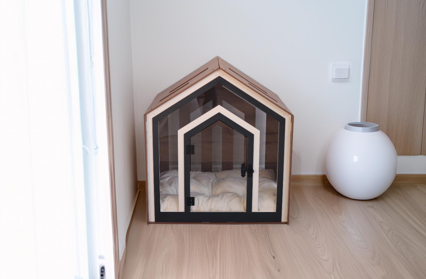 Mid Walnut Indoor Dog House