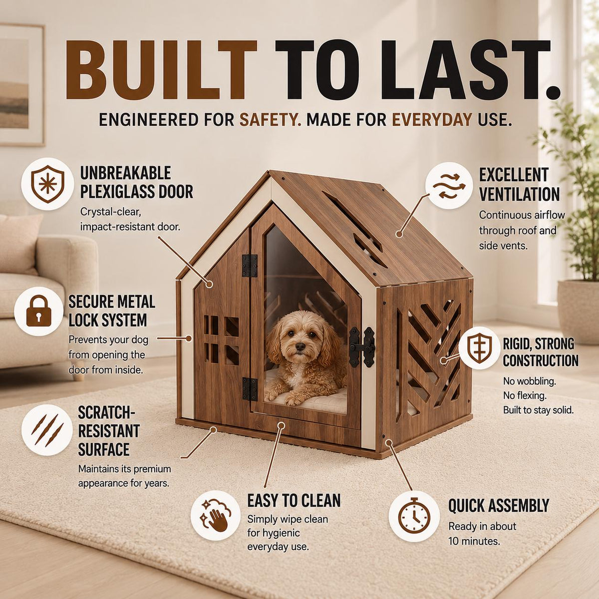 Gable Walnut Dog Crate Furniture - view 10