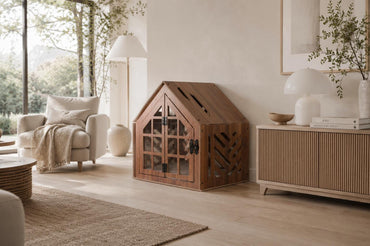 Lattice Walnut Dog House - view 2