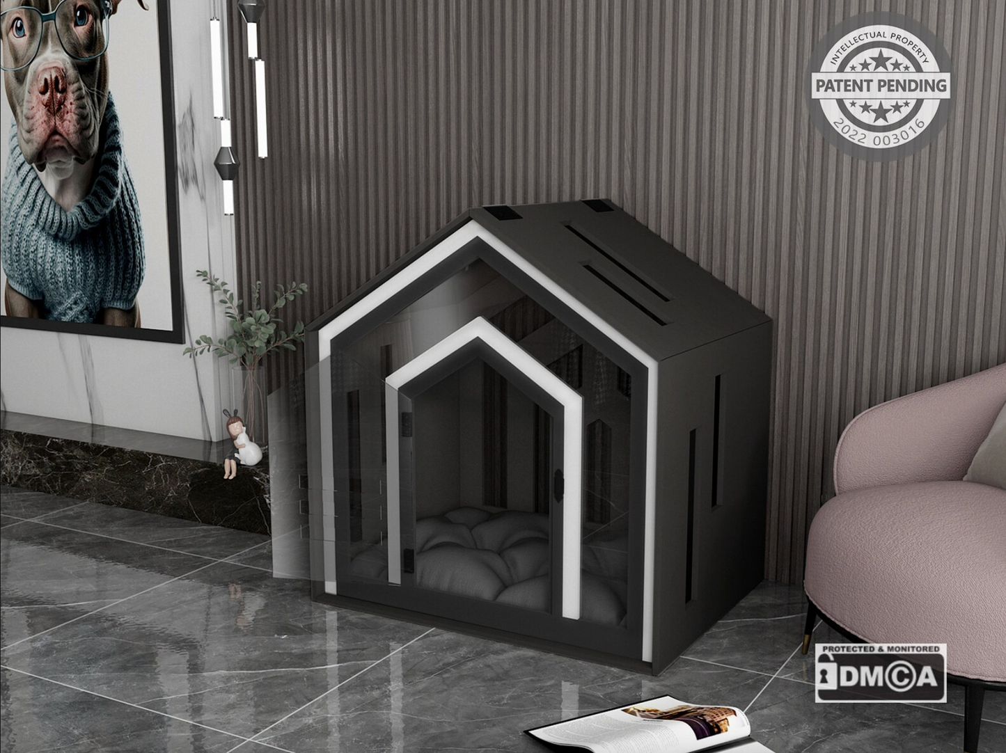 Mid Dark Gray Indoor Dog House