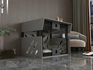 FOD Gray Indoor Dog Kennel as dog crate furniture in a modern interior